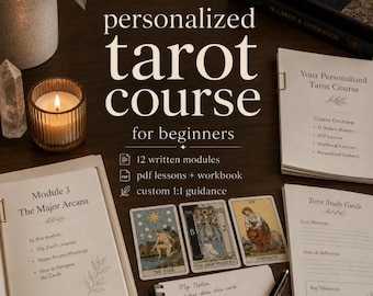 Personalized Tarot Course for Beginners | 12 Written Modules, Tarot Workbook & Custom Guidance | Learn Tarot Card Meanings