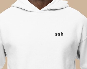 SSH Hoodie – Minimal Left Chest Embroidered Developer Sweatshirt, Linux Sysadmin Gift