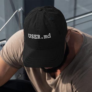 User Md Embroidered Dad Hat, Markdown Developer Cap, Documentation Humor, Programmer Gift