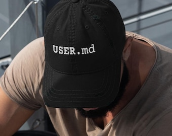 User Md Embroidered Dad Hat, Markdown Developer Cap, Documentation Humor, Programmer Gift