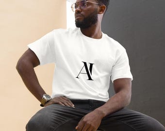 AI Graphic Tee, Minimalist Serif Logo, White Cotton Unisex Shirt