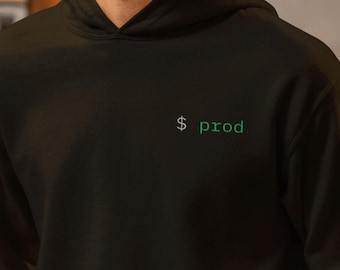 prod Hoodie – Minimal DevOps Developer Sweatshirt, Production Environment Coding Gift
