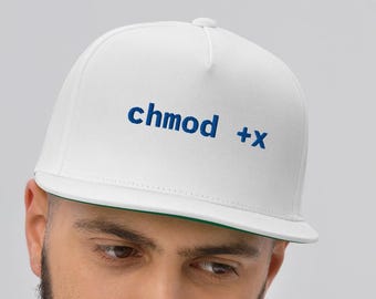 Embroidered Snapback Hat, Linux Programmer Cap, Command Line Permissions
