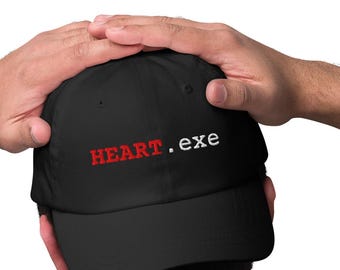 Heart Exe Embroidered Dad Hat, Tech Love Hat, Error Message, Gamer Gift,