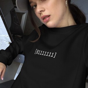 Binary Social Battery Sweater - 01111111 Programmer Crewneck - Geeky ASCII Humor Sweatshirt - Software Engineer Gift - Root Byte Wear