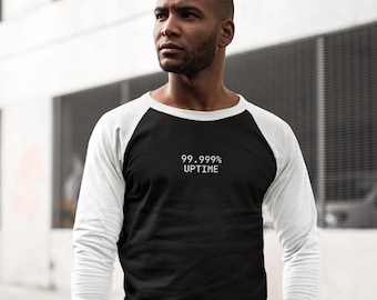 99.999% Uptime Raglan Shirt – DevOps Engineer, SRE Tech Apparel