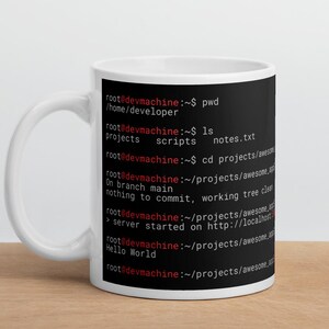 Terminal Coding Mug • Programmer Coffee Cup • Developer Gift • Tech Geek Mug • Hello World Command Line Design