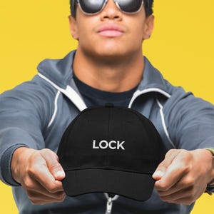 LOCK Embroidered Dad Hat - Minimalist Tech Streetwear