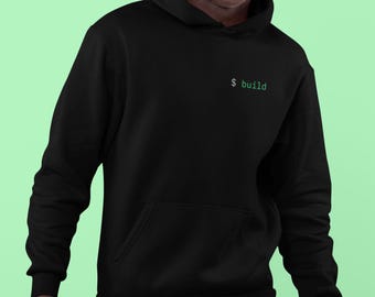 Minimalist Developer Hoodie - build Terminal Command, Tech Gift