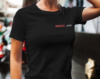 HEART.exe Embroidered T-Shirt | Programmer Gift | Software Engineer Shirt | Funny Coder Tee