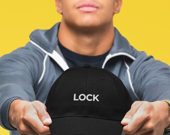 LOCK Embroidered Dad Hat - Minimalist Tech Streetwear