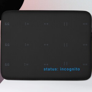 Incognito Laptop Sleeve: Minimalist Coder Tech, Terminal Syntax
