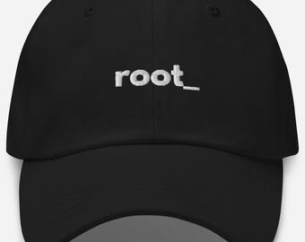 root_ Embroidered Dad Hat for Developers, Linux Programmer Gift, Sysadmin Hat, Minimal Tech Cap