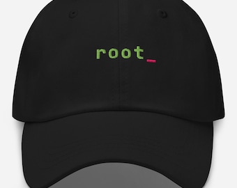 Root Command Embroidered Dad Hat – Minimalist Programmer Gift