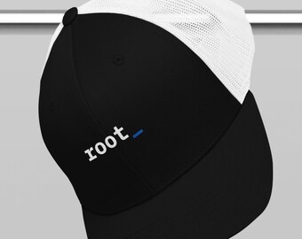Minimalist Root Trucker Hat – Embroidered root_ Cap for Programmers and Linux Users