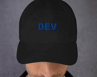 Embroidered DEV Dad Hat, Black Programmer Cap, Software Engineer Gift