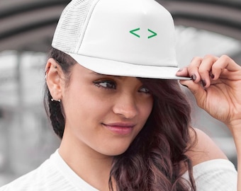 Trucker Hat < > – Minimal Programmer Hat – Coding Cap – Developer Gift – Terminal Style Embroidery