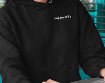 Engineer Embroidered Sweatshirt, Left Chest Crewneck, STEM Grad Gift, Mechanical, Civil, Electrical, Geek, Nerd, New Job, Coding