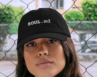 Still debugging my SOUL.md..." — A Poetic, Minimalist Embroidered Dad Hat for Philosophical Developers