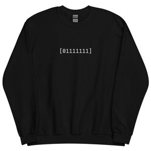 Binary Social Battery Sweater - 01111111 Programmer Crewneck - Geeky ASCII Humor Sweatshirt - Software Engineer Gift - Root Byte Wear