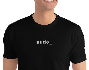 Minimalist Sudo T-Shirt with Sleeve Detail – Embroidered sudo_ Shirt for Programmers and Linux Users