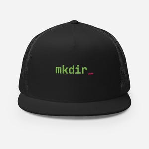 Mkdir_ Trucker Hat - Embroidered Developer Hat, Minimal Terminal Code Cap