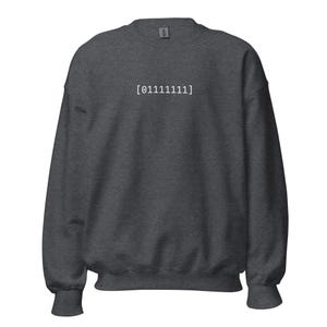 Binary Social Battery Sweater - 01111111 Programmer Crewneck - Geeky ASCII Humor Sweatshirt - Software Engineer Gift - Root Byte Wear
