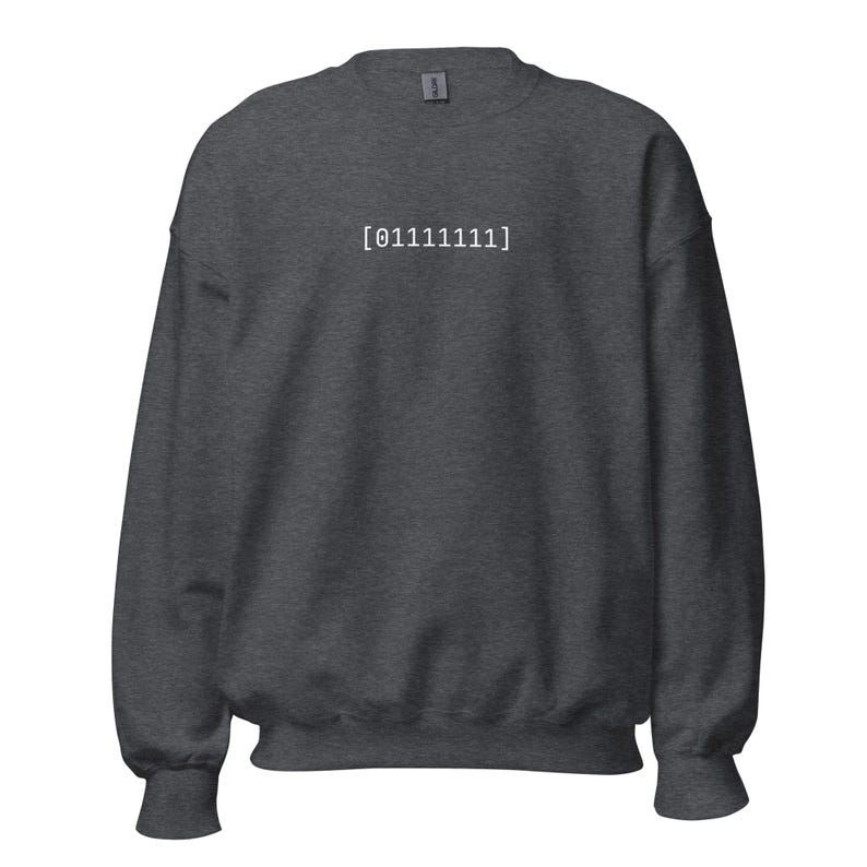 Binary Social Battery Sweater - 01111111 Programmer Crewneck - Geeky ASCII Humor Sweatshirt - Software Engineer Gift - Root Byte Wear