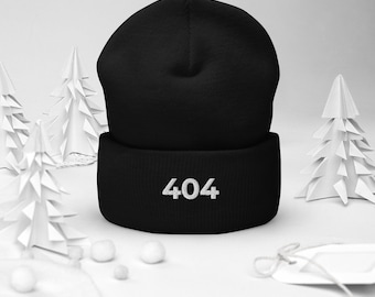 Funny 404 Error Embroidered Programmer Beanie - Developer Gift Hat for Software Engineers and Coders