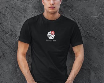 Brain Exe Embroidered Fitted T-Shirt, Programmer Tee, Software Engineer Gift, Coder, Geek, Nerd, CS Grad, New Job, Tech Gift for Him