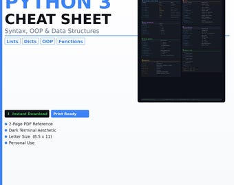 Python Cheat Sheet | Beginner & Developer Quick Reference Guide (PDF Download)