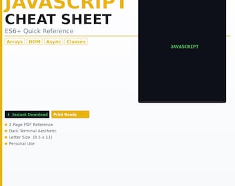 JavaScript Cheat Sheet | Beginner Developer Quick Reference Guide (PDF Download)