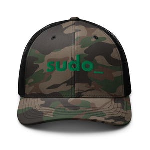 Sudo Camo Trucker Programmer Hat Linux SysAdmin Developer Gift