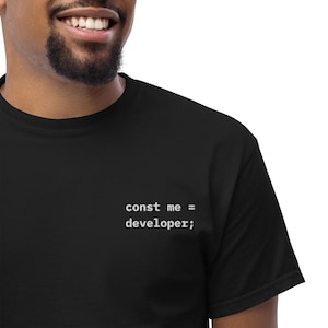 Embroidered Developer T-Shirt – Minimalist Code, Software Engineer Gift