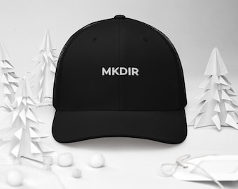 mkdir Embroidered Dad Hat for Developers, Linux Programmer Gift, Sysadmin Hat, Minimal Tech Cap
