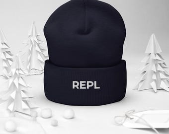 Minimalist REPL Embroidered Beanie - Tech Streetwear Hat for Developers