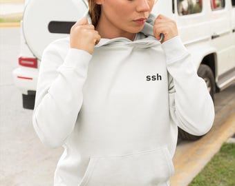 SSH Left Chest Embroidered Hoodie, Linux Programmer Sweatshirt, DevOps Gift, Remote, Secure Shell, Geek, Nerd, New Job, Coding