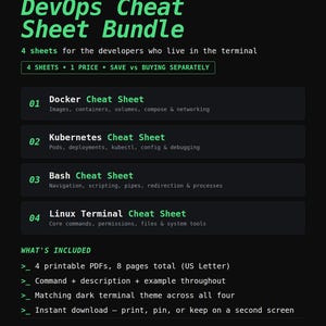 Paquete de guías rápidas de DevOps / Docker, Kubernetes, Bash, Linux (Descarga en PDF)