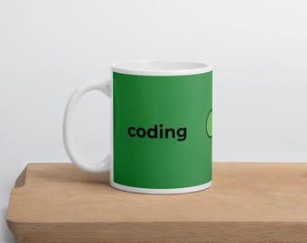 Coding Is Key Coffee Mug, Programmer Ceramic Cup, Minimal Developer Desk Gift