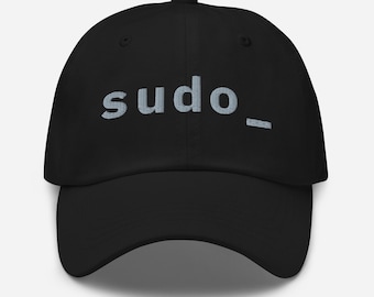 Gray on Black Sudo Dad Hat – Embroidered Techie Gift