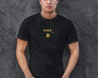 Root Tree Fitted T-Shirt, Linux Programmer Tee, Sysadmin Gift, Nature, Command, Engineer, Geek, Nerd, New Job, Coding