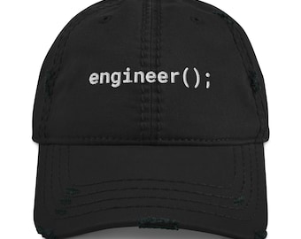 Engineer Embroidered Dad Hat, Minimalist Tech Cap, Distressed Cotton Hat