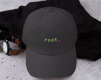 root_ Embroidered Dad Hat | Funny Linux Gift | Programmer Terminal Cap