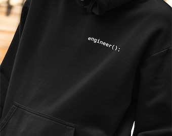 Engineer Embroidered Sweatshirt, Minimalist Tech Crewneck, Left Chest Pullover