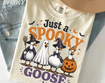 Spooky Goose Halloween Comfort Colors Graphic Tee – Funny Fall Shirt