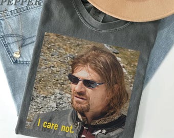 Camiseta divertida "No me importa", meme medieval - Camiseta extragrande lavada DTF / Ropa unisex / Tierra Media