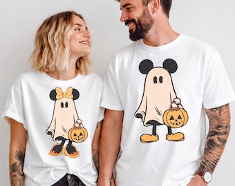 Halloween Ghost Couple Shirt: Spooky Pumpkin Matching Family Costume Tee