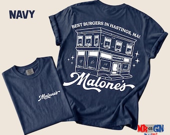Malone’s Hastings MA Shirt, Best Burgers Restaurant Retro Graphic Tee | Massachusetts Local Foodie Gift