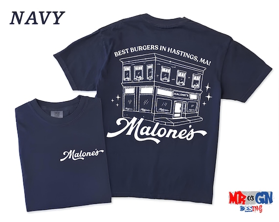 Malone's Bar T-Shirt, Hastings MA Burger Tee, Briar U Hockey Romance Shirt