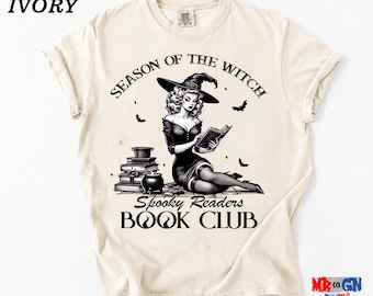 Spooky Readers Book Club Shirt Season of the Witch Vintage Halloween Book Lover Graphic Tee
